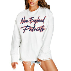 New England Patriots Gameday Couture Women's Classic Comeback Oversized Long Sleeve T-Shirt - White T-shirts