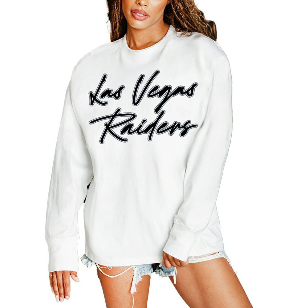 Las Vegas Raiders Gameday Couture Women's Classic Comeback Oversized Long Sleeve T-Shirt - White T-shirts