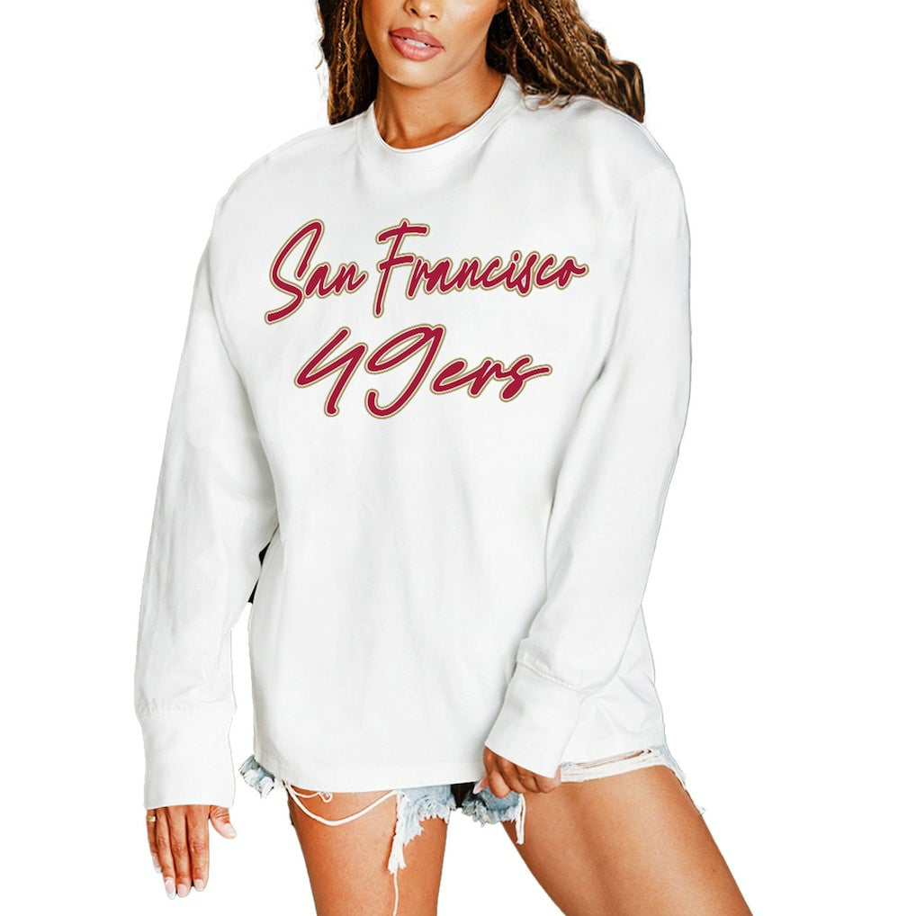 San Francisco 49ers Gameday Couture Women's Classic Comeback Oversized Long Sleeve T-Shirt - White T-shirts