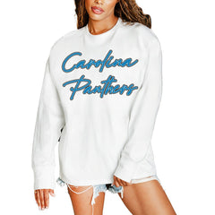 Carolina Panthers Gameday Couture Women's Classic Comeback Oversized Long Sleeve T-Shirt - White T-shirts