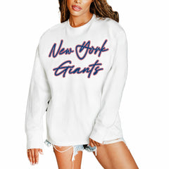 New York Giants Gameday Couture Women's Classic Comeback Oversized Long Sleeve T-Shirt - White T-shirts