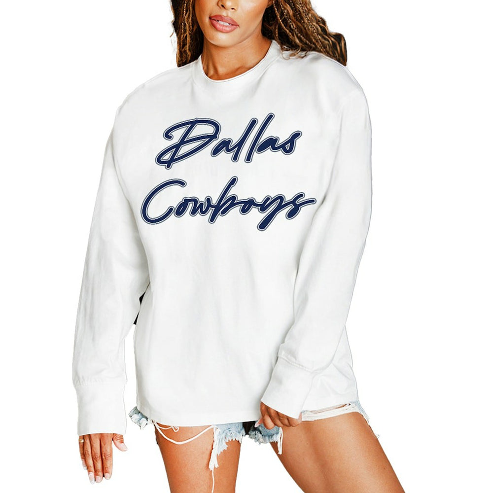 Dallas Cowboys Gameday Couture Women's Classic Comeback Oversized Long Sleeve T-Shirt - White T-shirts