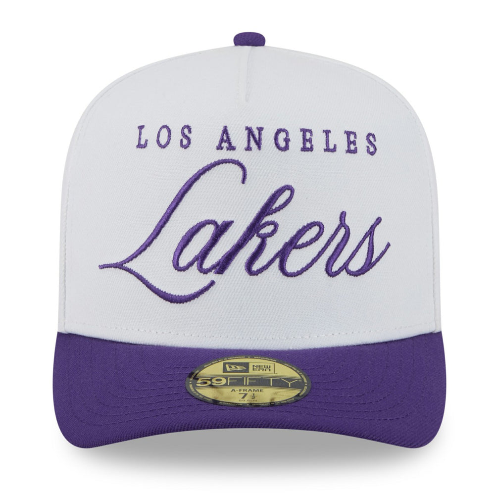 Los Angeles Lakers 2025 NBA Draft A-Frame 59FIFTY Fitted Hat White/Purple - New Era