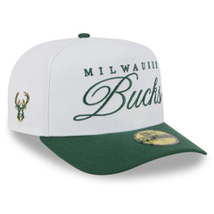 Milwaukee Bucks 2025 NBA Draft A-Frame 59FIFTY Fitted Hat White/Hunter Green - New Era