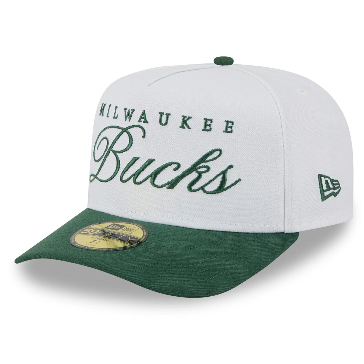 Milwaukee Bucks 2025 NBA Draft A-Frame 59FIFTY Fitted Hat White/Hunter Green - New Era