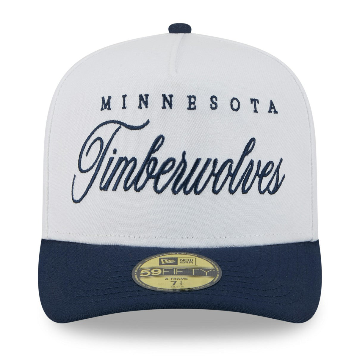 Minnesota Timberwolves 2025 NBA Draft A-Frame 59FIFTY Fitted Hat White/Navy - New Era