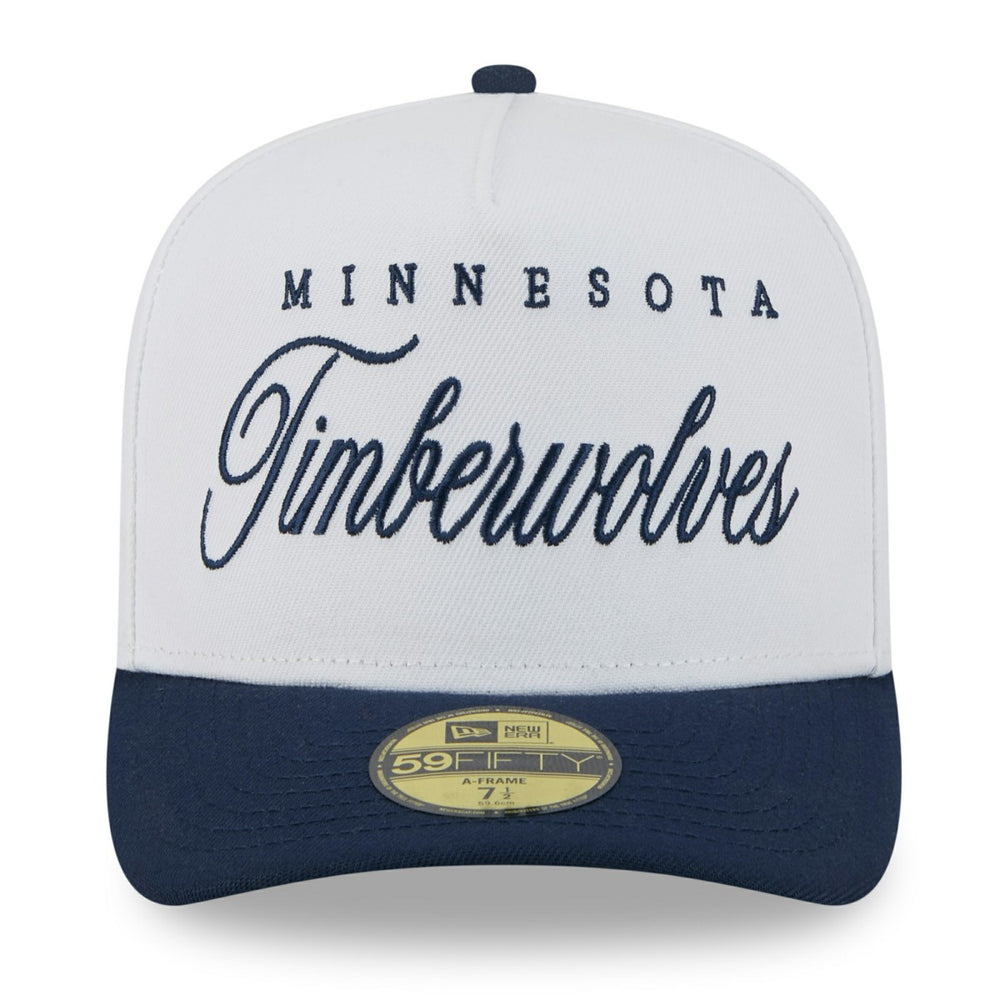 Minnesota Timberwolves 2025 NBA Draft A-Frame 59FIFTY Fitted Hat White/Navy - New Era