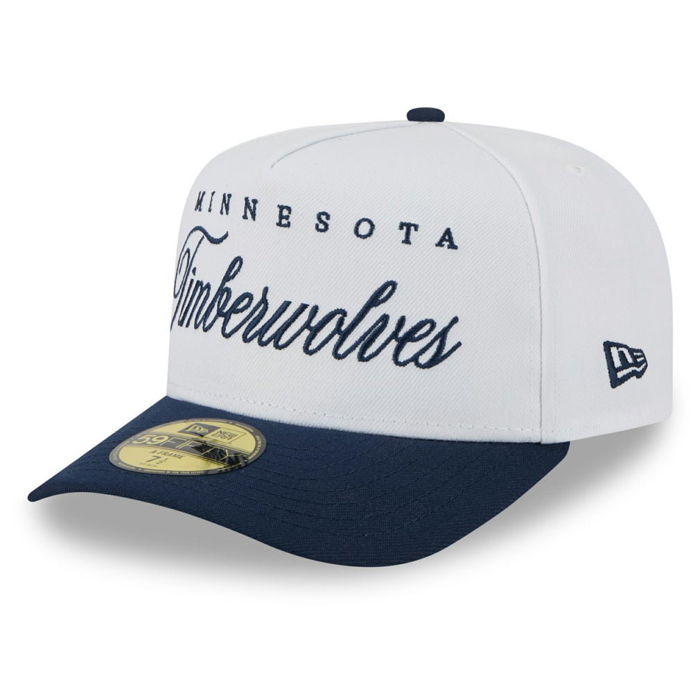 Minnesota Timberwolves 2025 NBA Draft A-Frame 59FIFTY Fitted Hat White/Navy - New Era