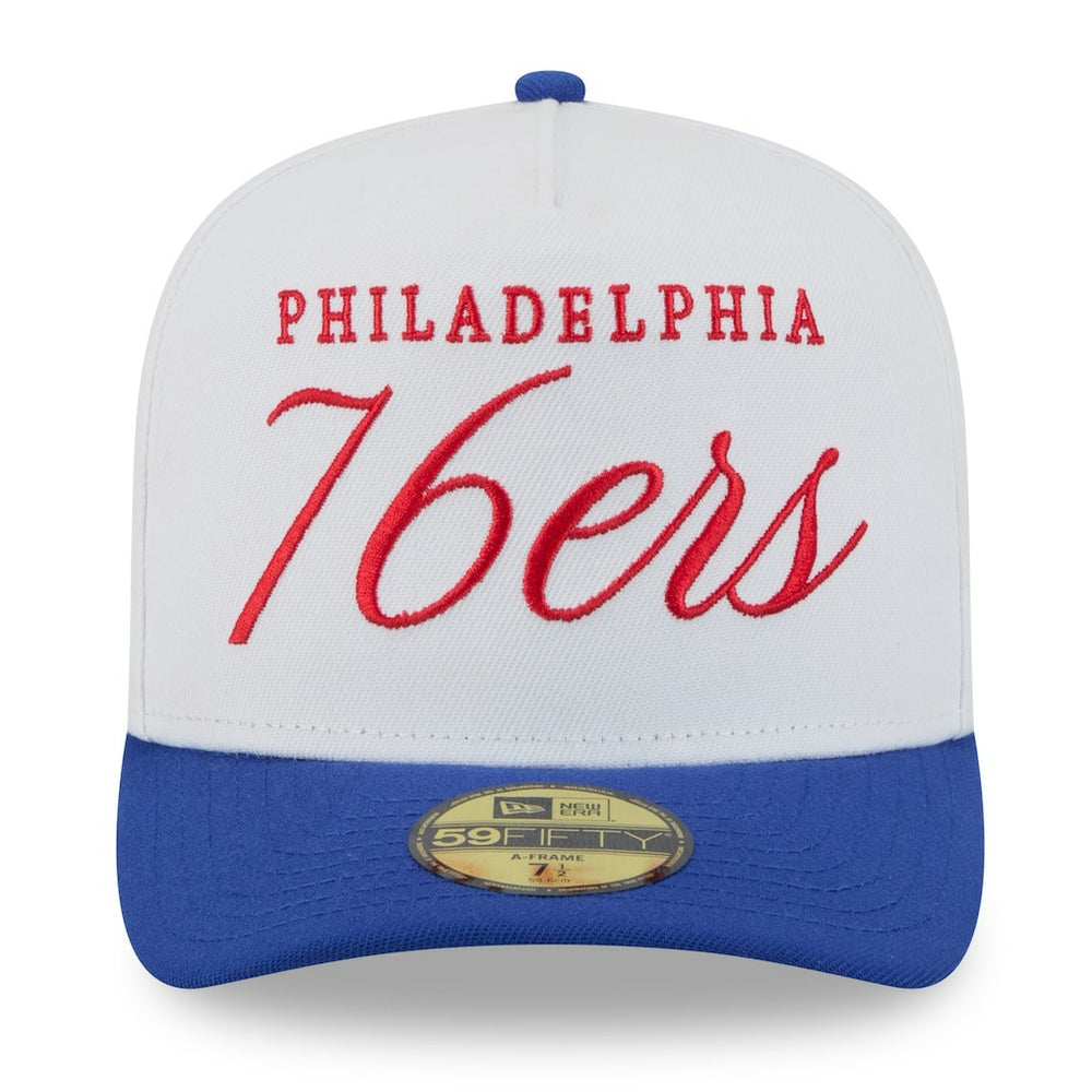 Philadelphia 76ers 2025 NBA Draft A-Frame 59FIFTY Fitted Hat White/Royal - New Era