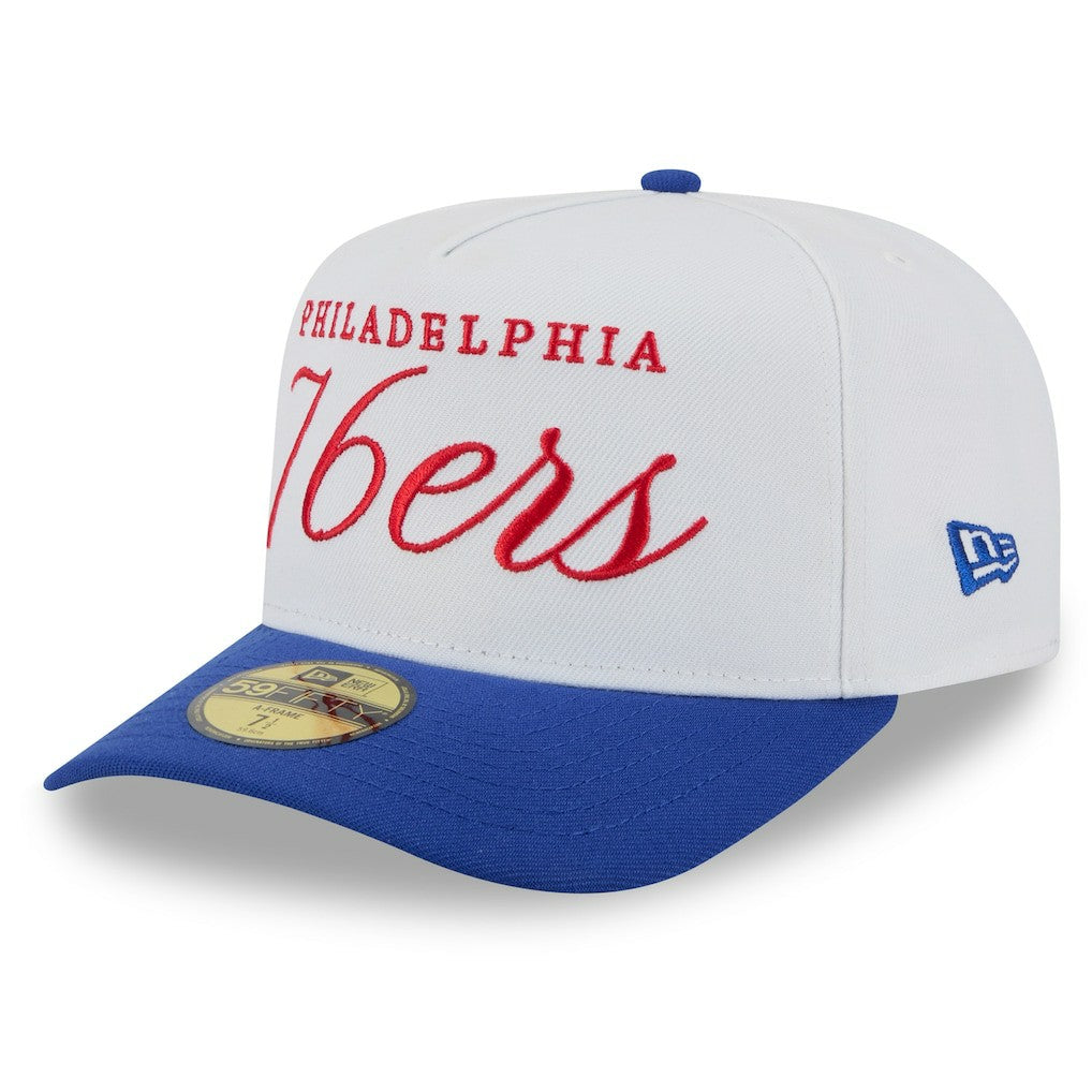 Philadelphia 76ers 2025 NBA Draft A-Frame 59FIFTY Fitted Hat White/Royal - New Era