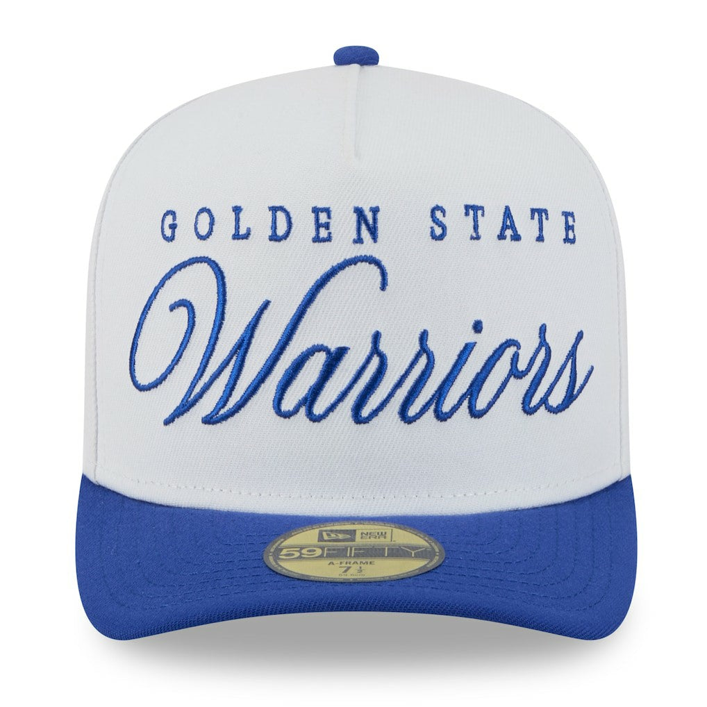 Golden State Warriors 2025 NBA Draft A-Frame 59FIFTY Fitted Hat White/Royal - New Era