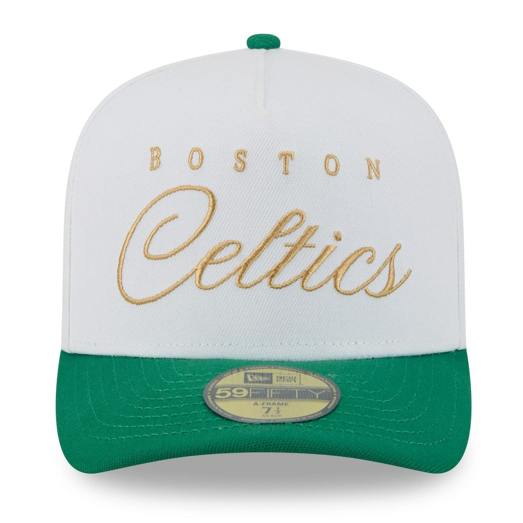 Boston Celtics 2025 NBA Draft A-Frame 59FIFTY Fitted Hat White/Kelly Green - New Era