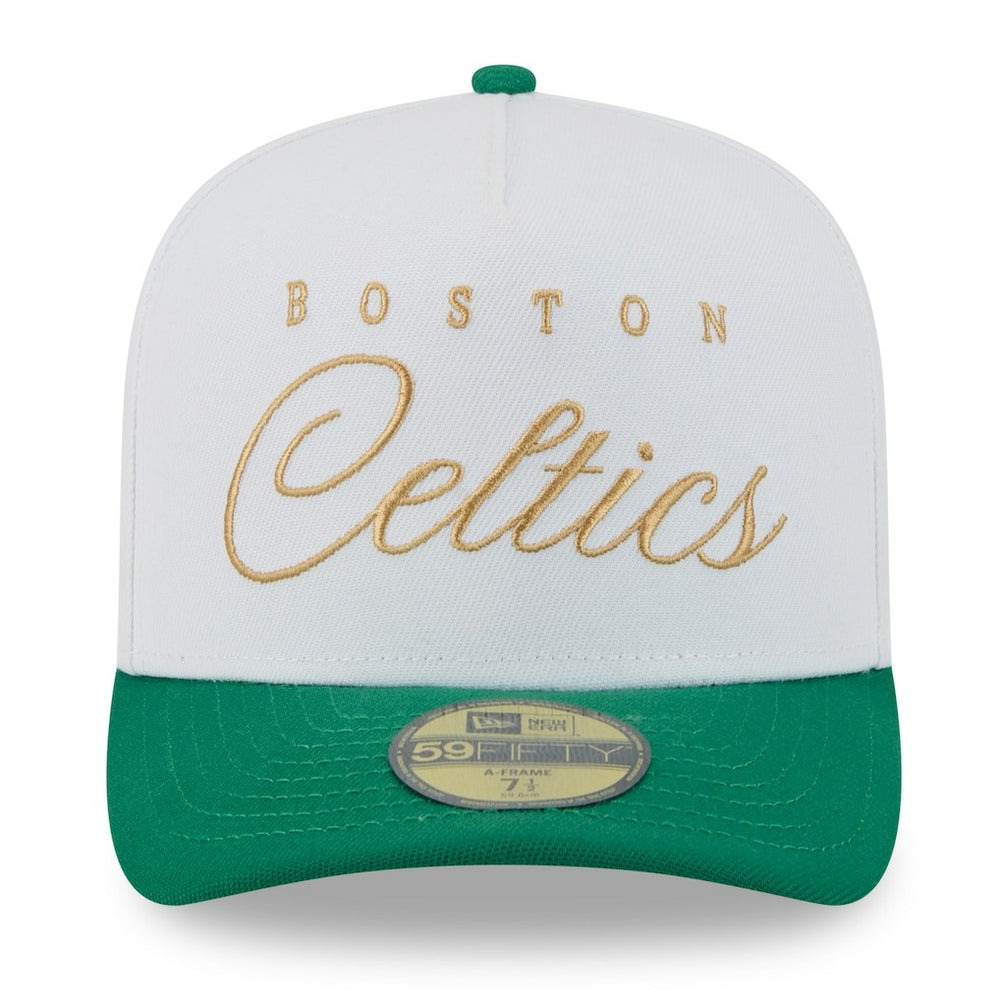 Boston Celtics 2025 NBA Draft A-Frame 59FIFTY Fitted Hat White/Kelly Green - New Era