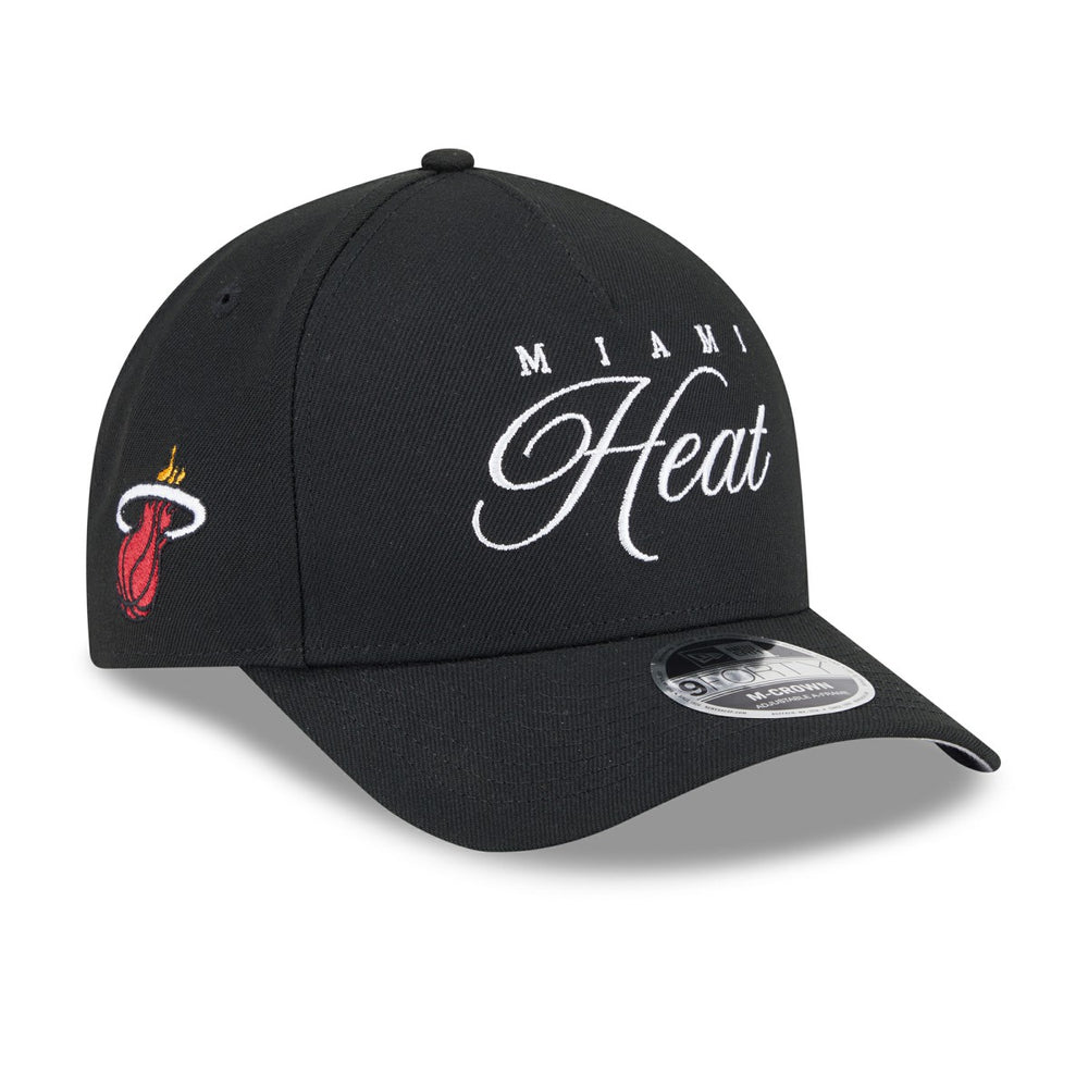 Miami Heat 2025 NBA Draft M-Crown A-Frame 9FORTY Adjustable Hat Black - New Era