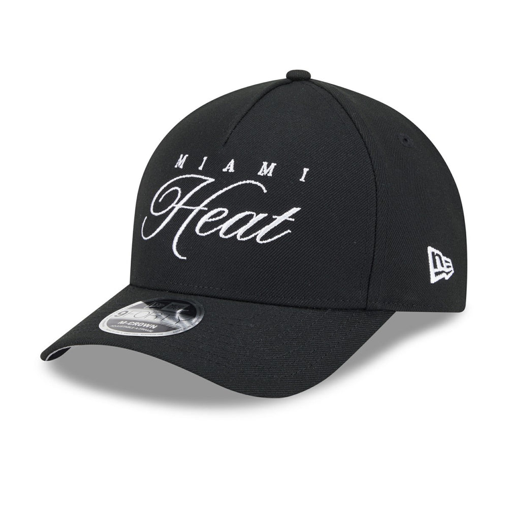 Miami Heat 2025 NBA Draft M-Crown A-Frame 9FORTY Adjustable Hat Black - New Era