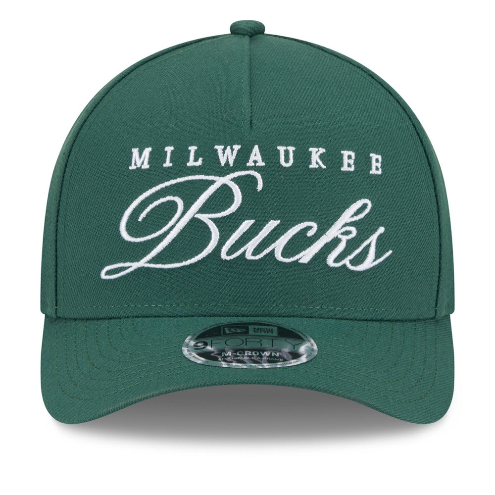 Milwaukee Bucks 2025 NBA Draft M-Crown A-Frame 9FORTY Adjustable Hat Hunter Green - New Era