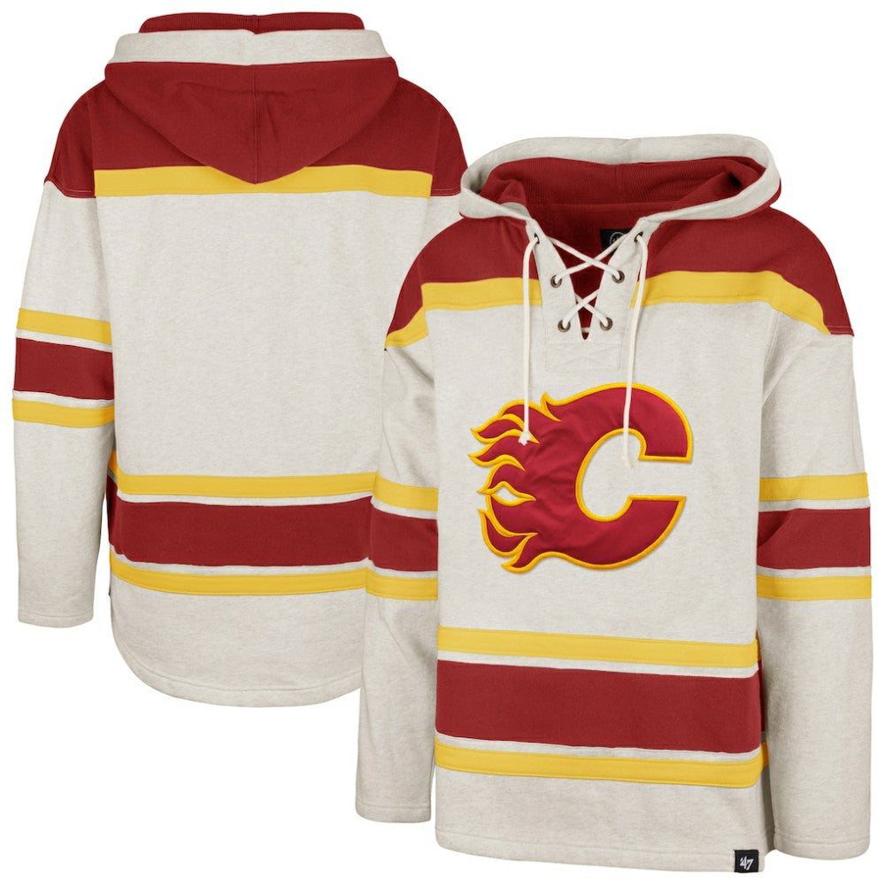 Calgary Flames '47 Rockaway Lacer Pullover Hoodie - Oatmeal | US 202325168