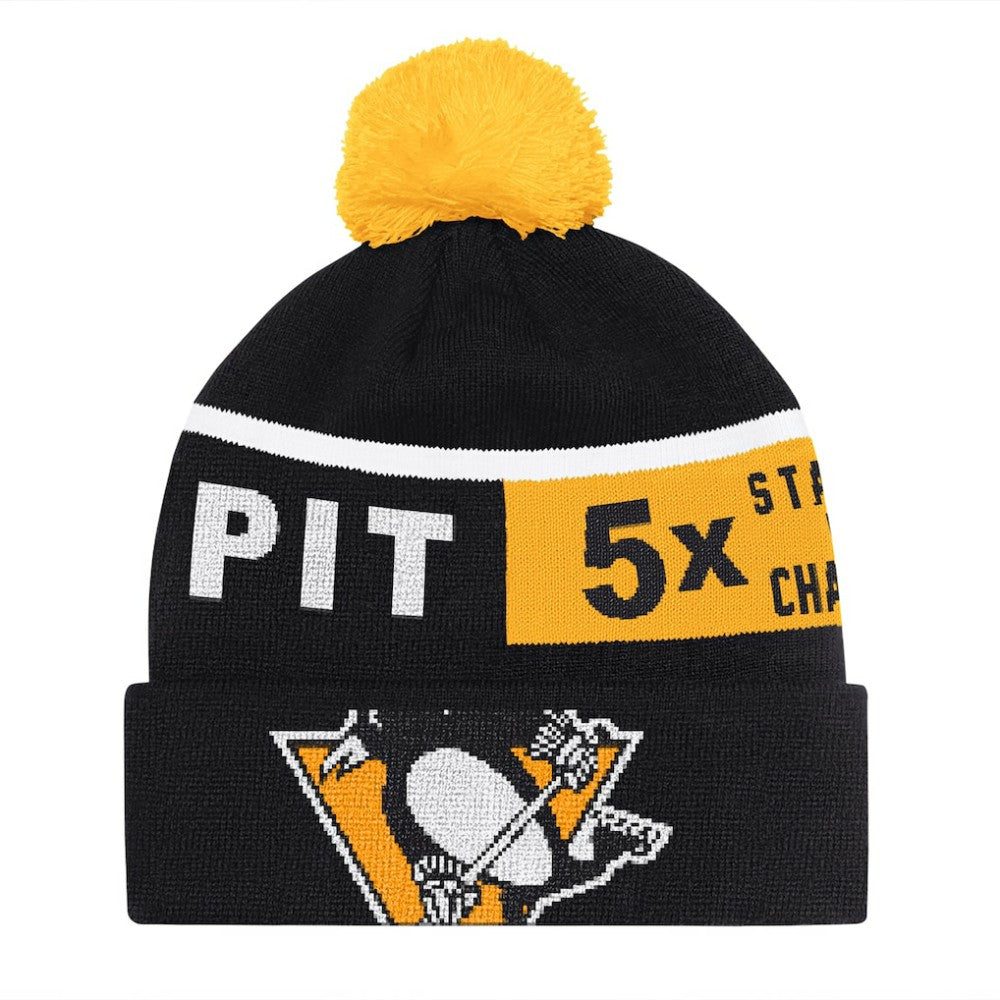 Pittsburgh Penguins Starter Chyron Commemorative Cuffed Knit Hat with Pom - Black | US 202327938