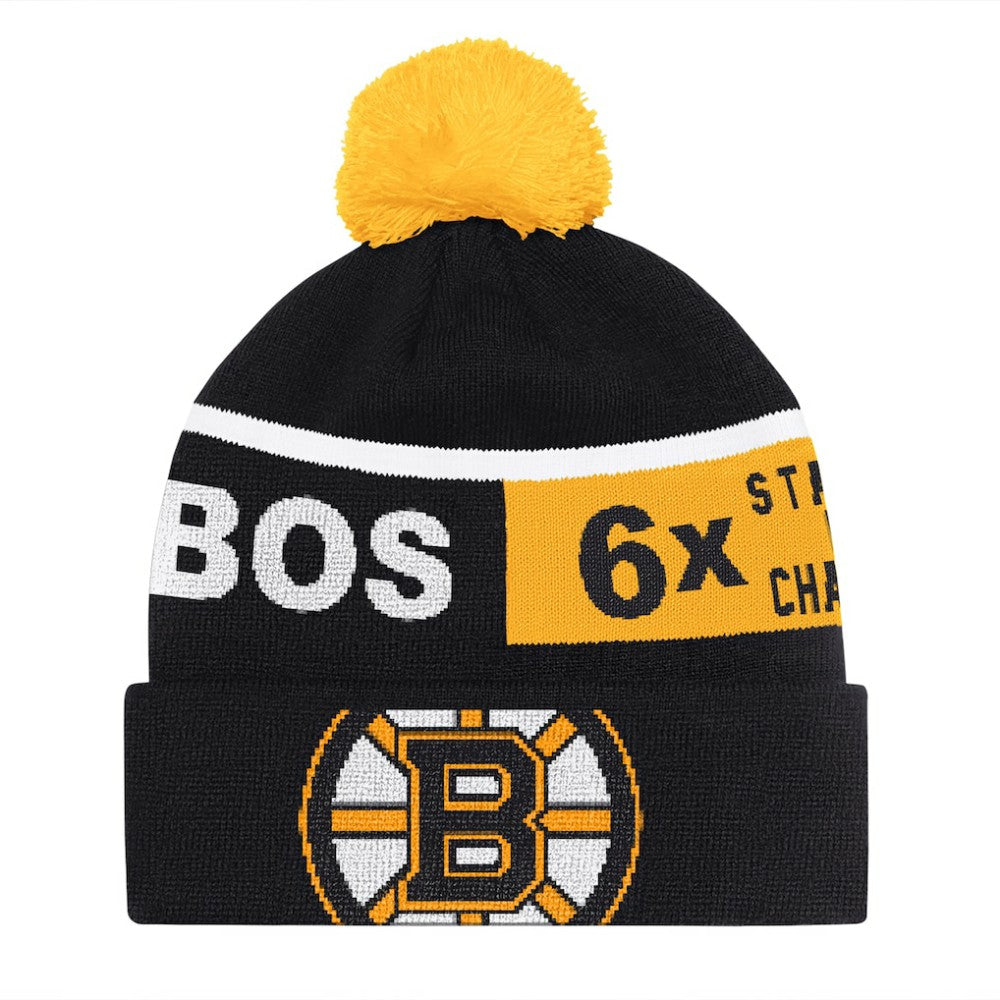 Boston Bruins Starter Chyron Commemorative Cuffed Knit Hat with Pom - Black | US 202327939