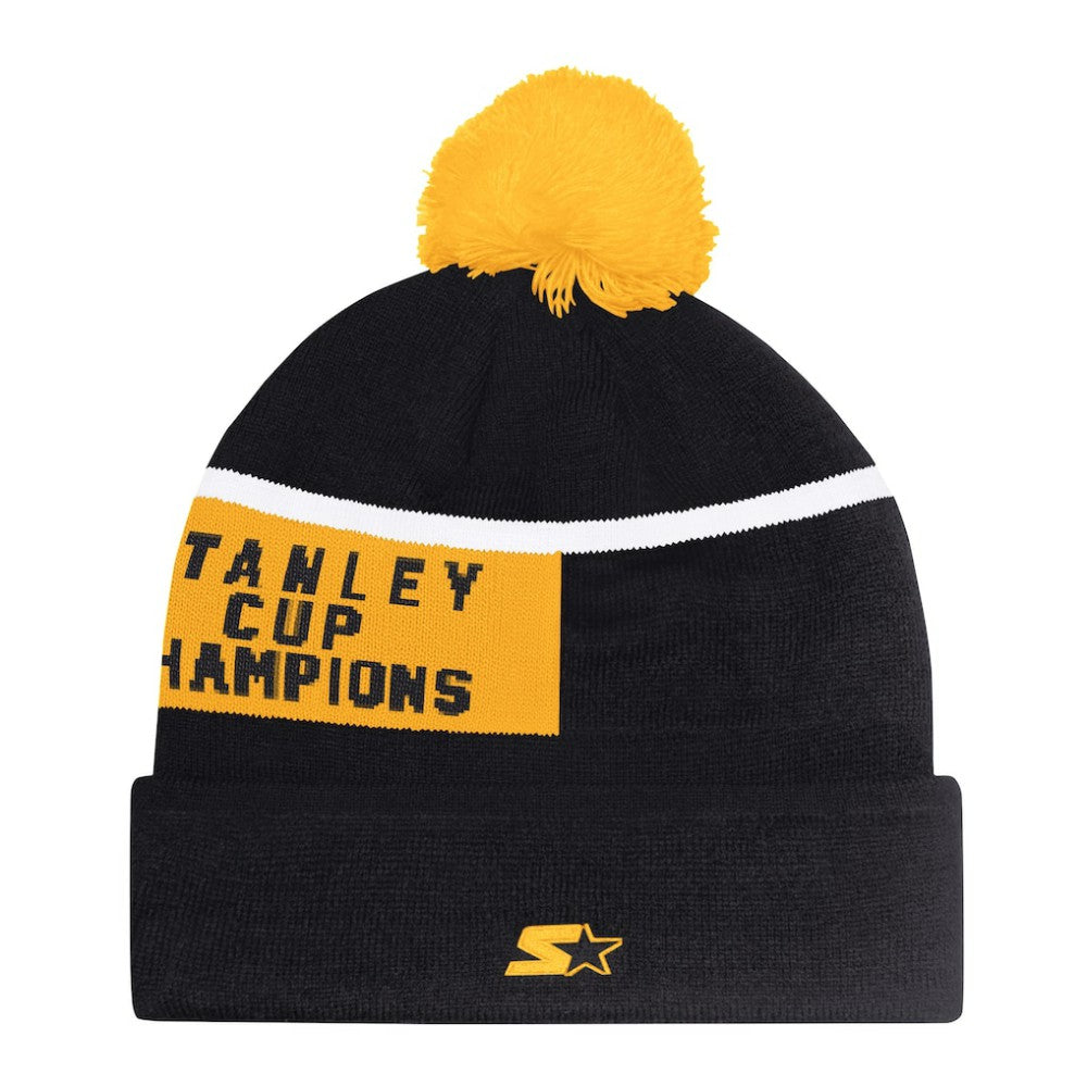Boston Bruins Starter Chyron Commemorative Cuffed Knit Hat with Pom - Black | US 202327939