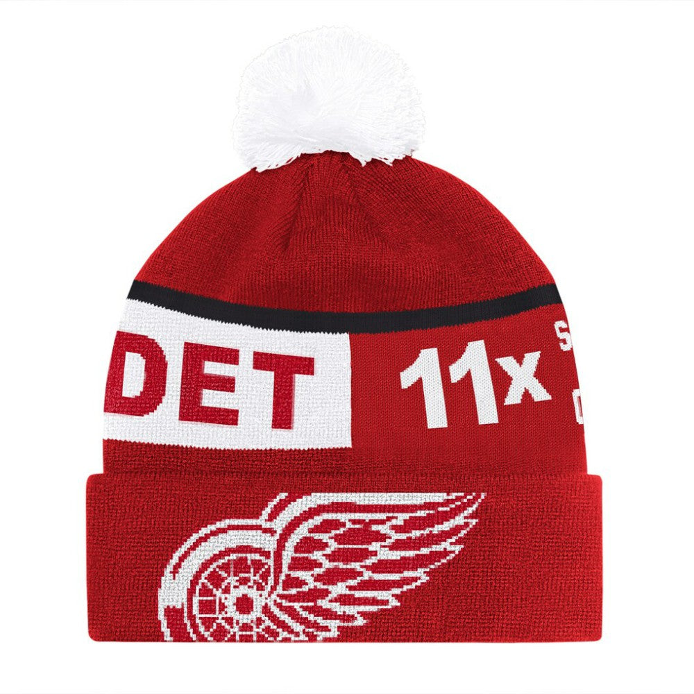 Detroit Red Wings Starter Chyron Commemorative Cuffed Knit Hat with Pom - Red | US 202327941