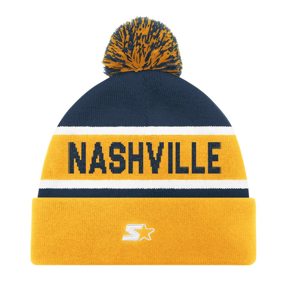 Nashville Predators Starter Cuffed Knit Hat with Pom - Gold | US 202327945