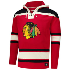 Connor Bedard Chicago Blackhawks '47 Big & Tall Lace-up Pullover Hoodie - Red | US 202331505