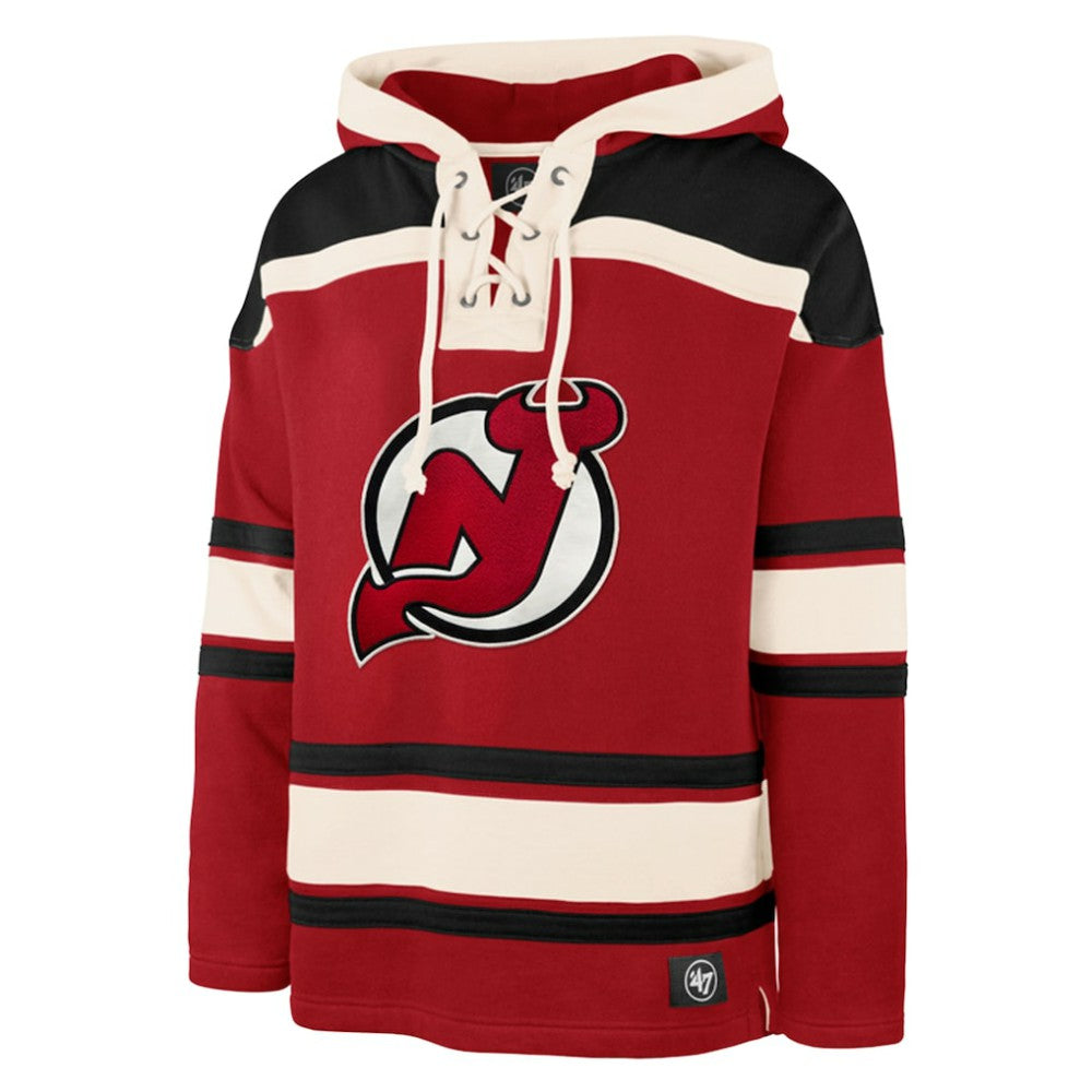 Jack Hughes New Jersey Devils '47 Big & Tall Lace-up Pullover Hoodie - Red | US 202331507