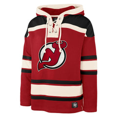 Jack Hughes New Jersey Devils '47 Big & Tall Lace-up Pullover Hoodie - Red | US 202331507