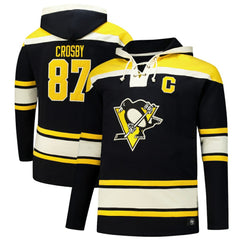 Sidney Crosby Pittsburgh Penguins '47 Big & Tall Lace-up Pullover Hoodie - Black | US 202331509