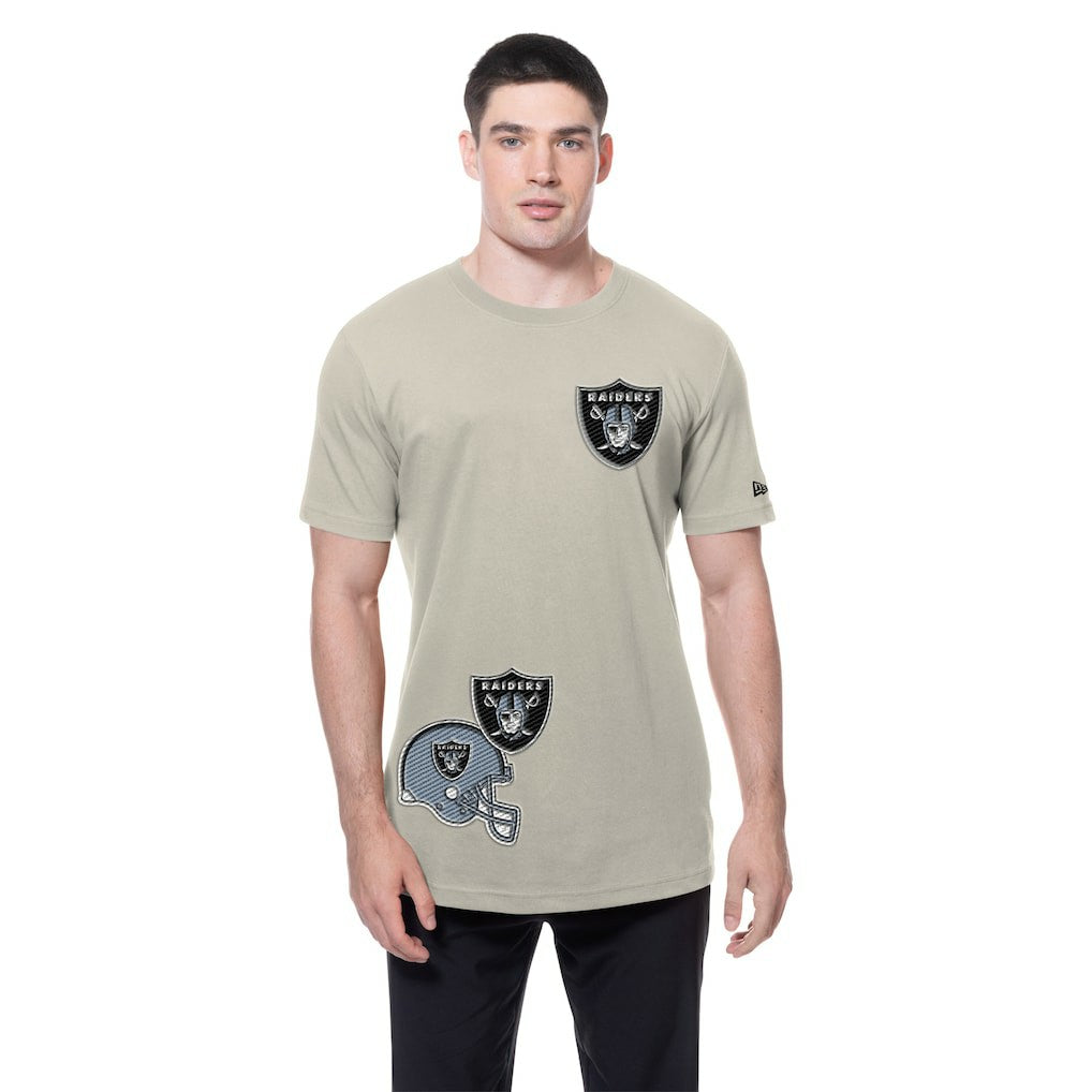 Las Vegas Raiders New Era Multi Patch T-Shirt - Light Beige T-shirts