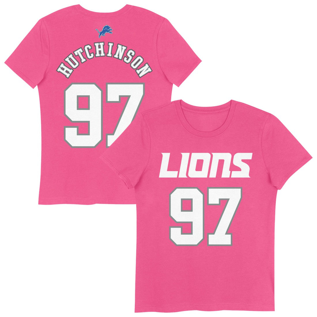 Aidan Hutchinson Detroit Lions Girls Youth Player Name & Number T-Shirt - Pink T-shirts