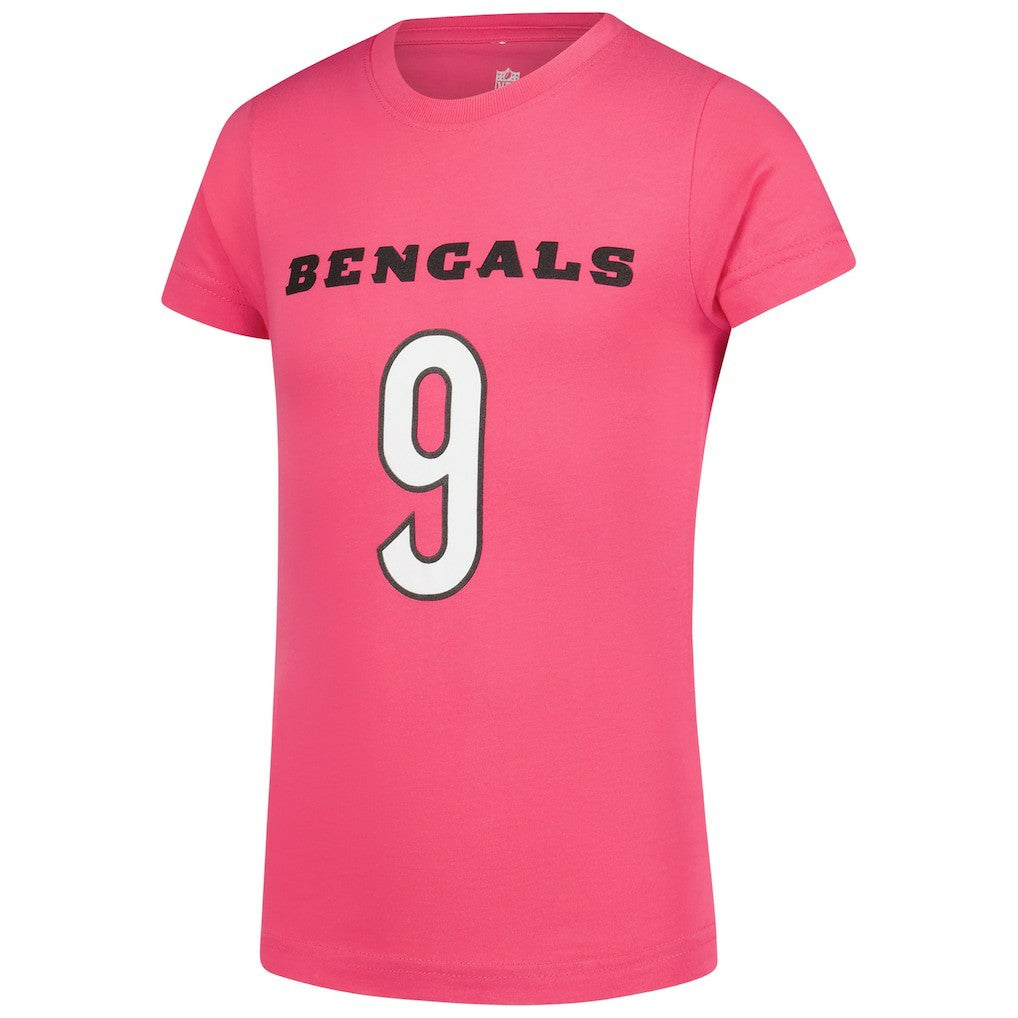 Joe Burrow Cincinnati Bengals Girls Youth Player Name & Number T-Shirt - Pink T-shirts