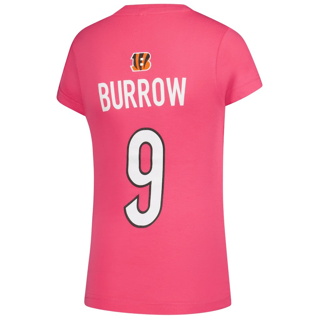 Joe Burrow Cincinnati Bengals Girls Youth Player Name & Number T-Shirt - Pink T-shirts