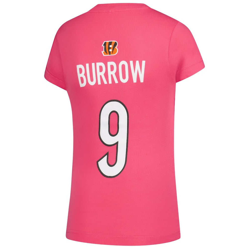 Joe Burrow Cincinnati Bengals Girls Youth Player Name & Number T-Shirt - Pink T-shirts