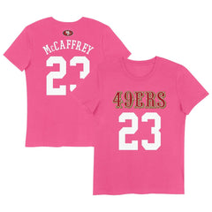 Christian McCaffrey San Francisco 49ers Girls Youth Player Name & Number T-Shirt - Pink T-shirts