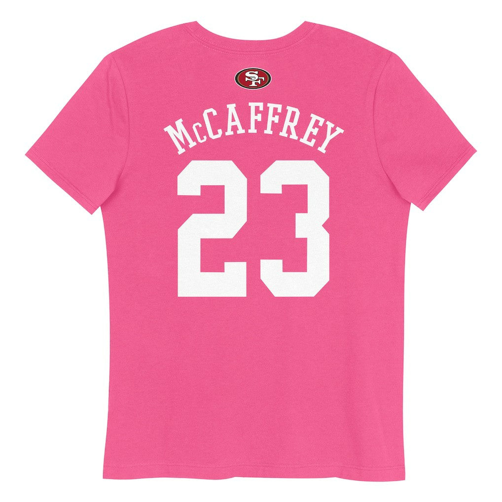 Christian McCaffrey San Francisco 49ers Girls Youth Player Name & Number T-Shirt - Pink T-shirts