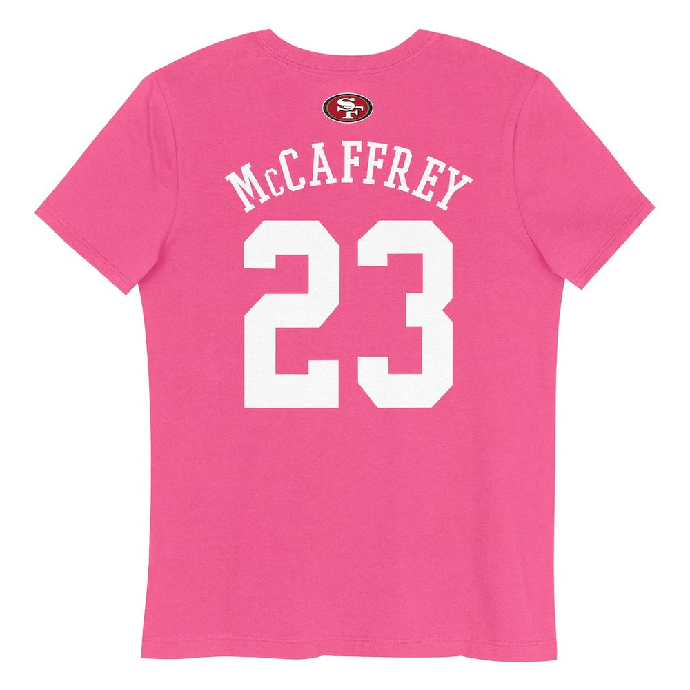 Christian McCaffrey San Francisco 49ers Girls Youth Player Name & Number T-Shirt - Pink T-shirts