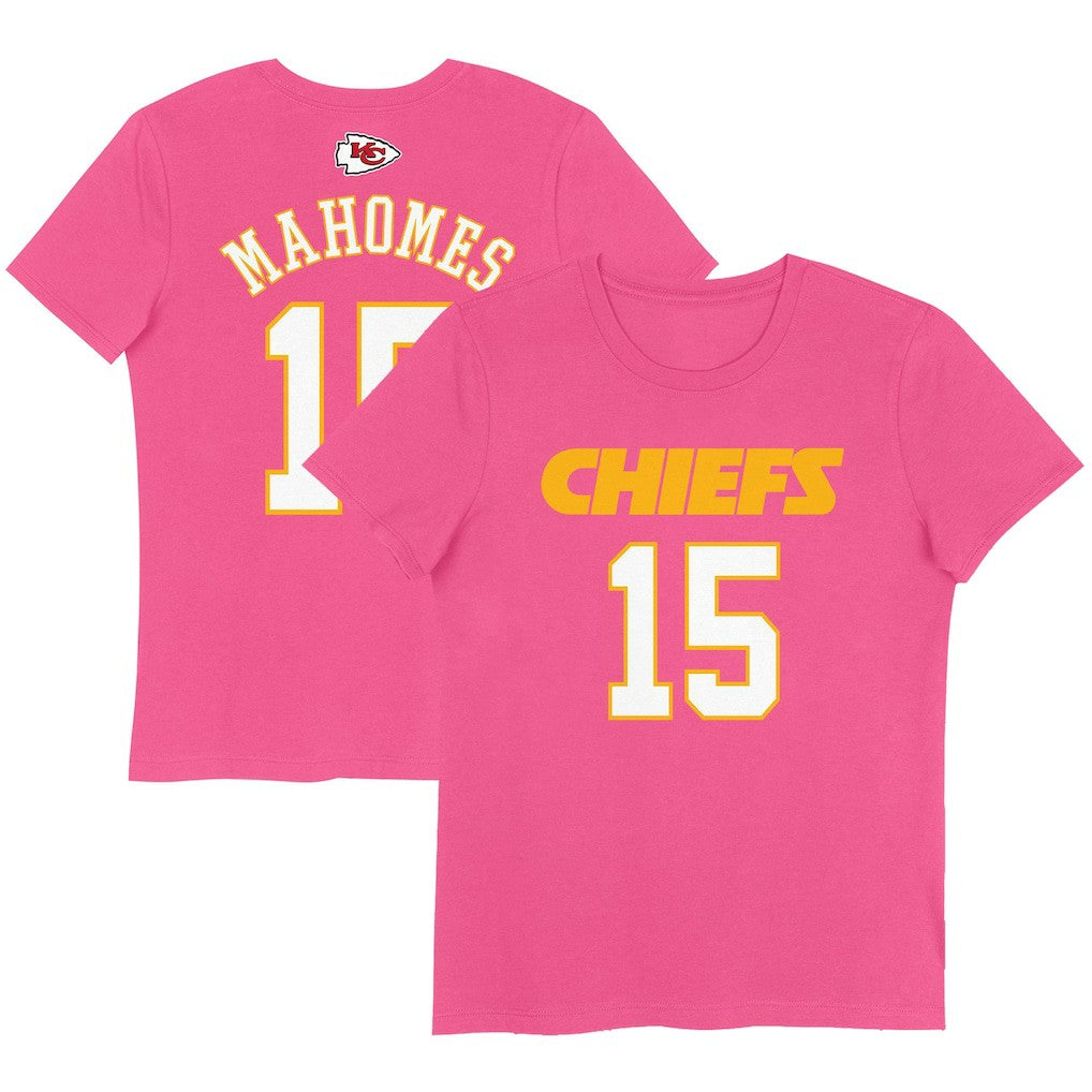 Patrick Mahomes Kansas City Chiefs Girls Youth Player Name & Number T-Shirt - Pink T-shirts
