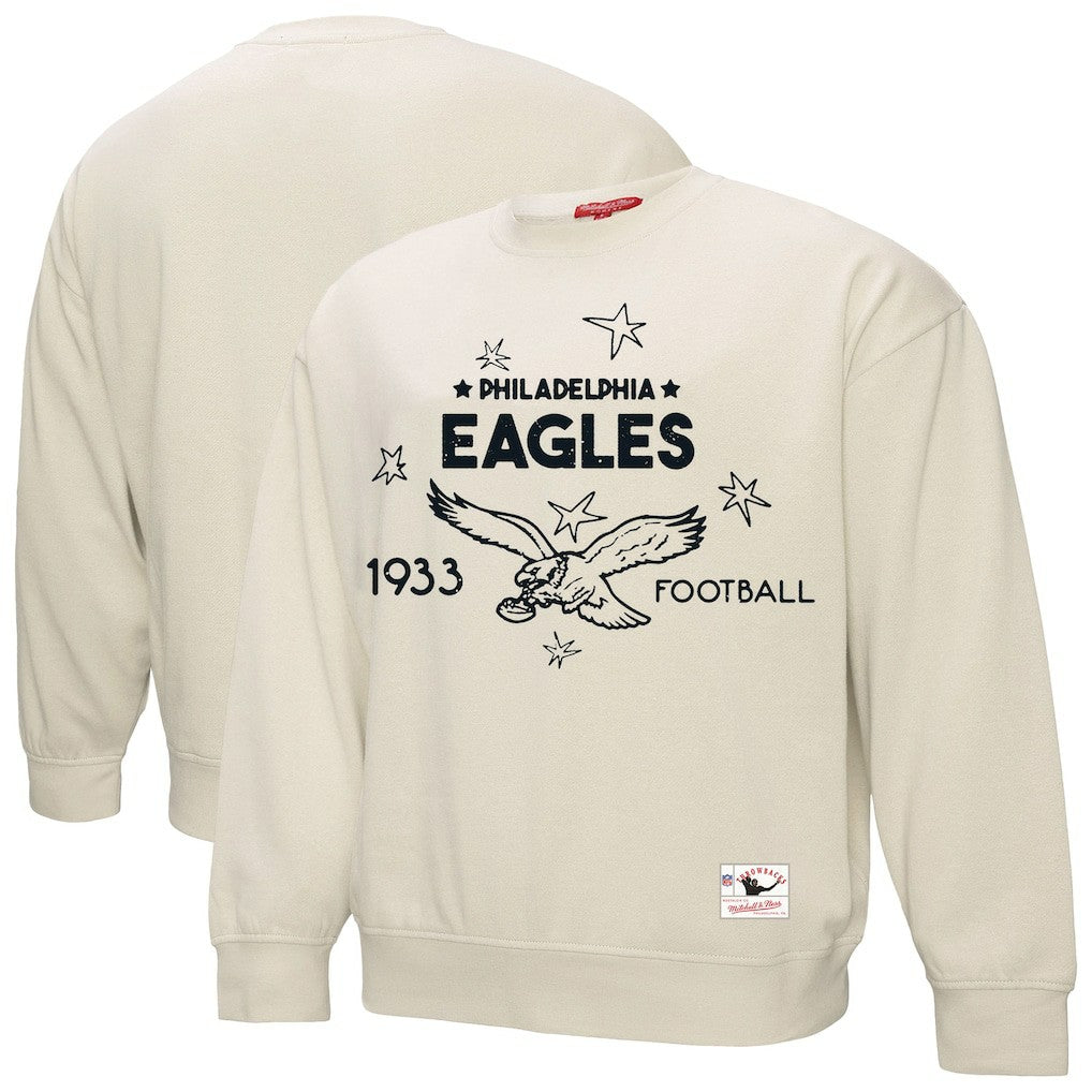 Philadelphia Eagles Women's Shooting Stars Pullover Sweatshirt - Cream Pullover