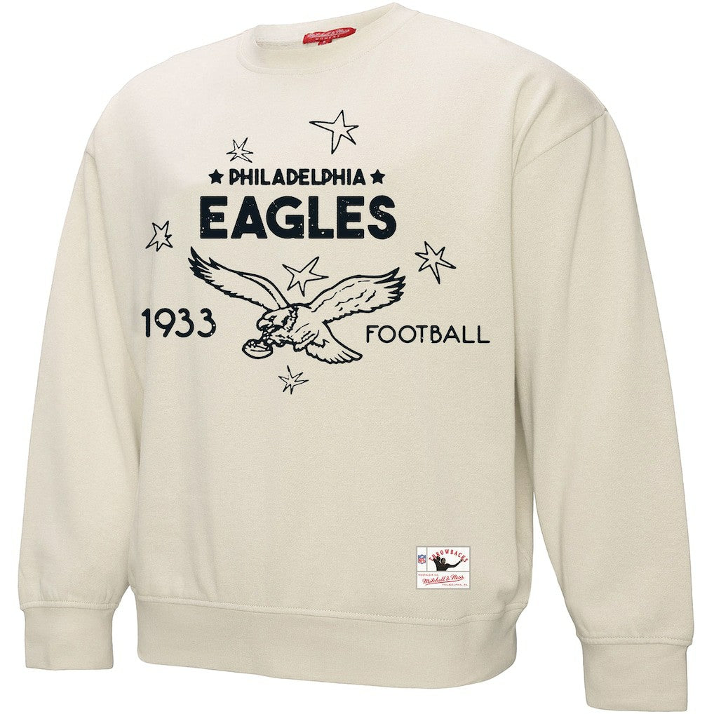 Philadelphia Eagles Women's Shooting Stars Pullover Sweatshirt - Cream Pullover