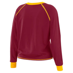 Washington Commanders WEAR by Erin Andrews Women's Plus Size Tie-Front Long Sleeve Top - Burgundy/Gold Tops