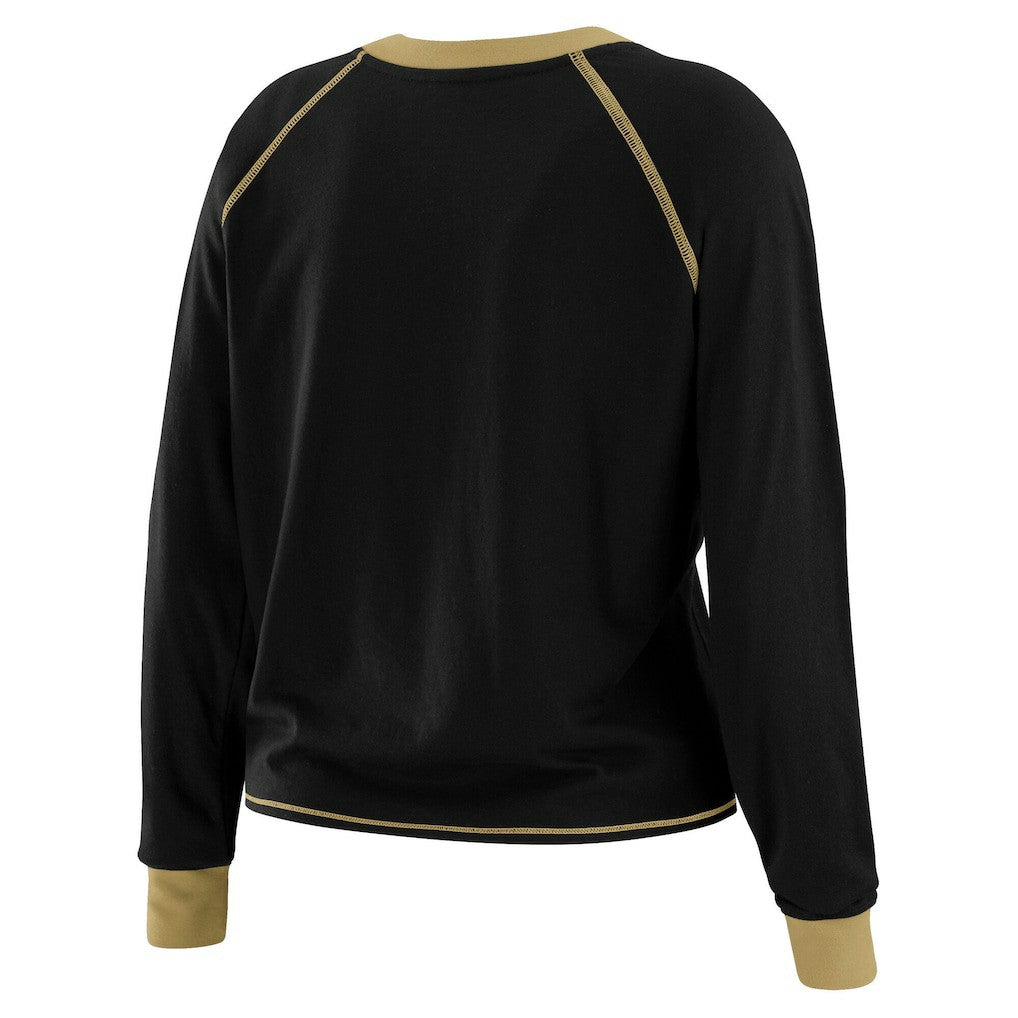 New Orleans Saints WEAR by Erin Andrews Women's Plus Size Tie-Front Long Sleeve Top - Black/Gold Tops