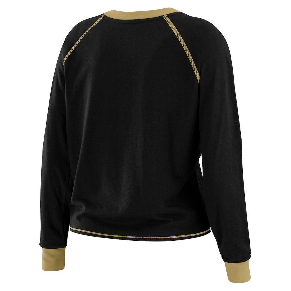 New Orleans Saints WEAR by Erin Andrews Women's Plus Size Tie-Front Long Sleeve Top - Black/Gold Tops