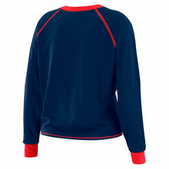 New York Giants WEAR by Erin Andrews Women's Plus Size Tie-Front Long Sleeve Top - Royal/Red Tops