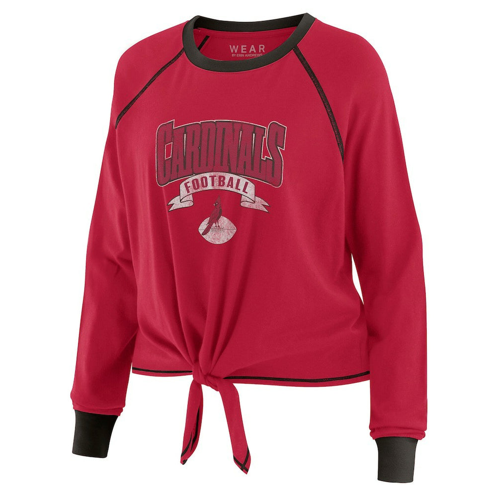 Arizona Cardinals WEAR by Erin Andrews Women's Plus Size Tie-Front Long Sleeve Top - Cardinal/Black Tops