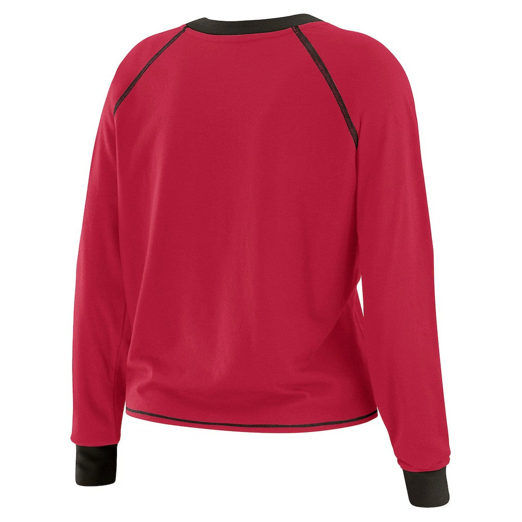 Arizona Cardinals WEAR by Erin Andrews Women's Plus Size Tie-Front Long Sleeve Top - Cardinal/Black Tops