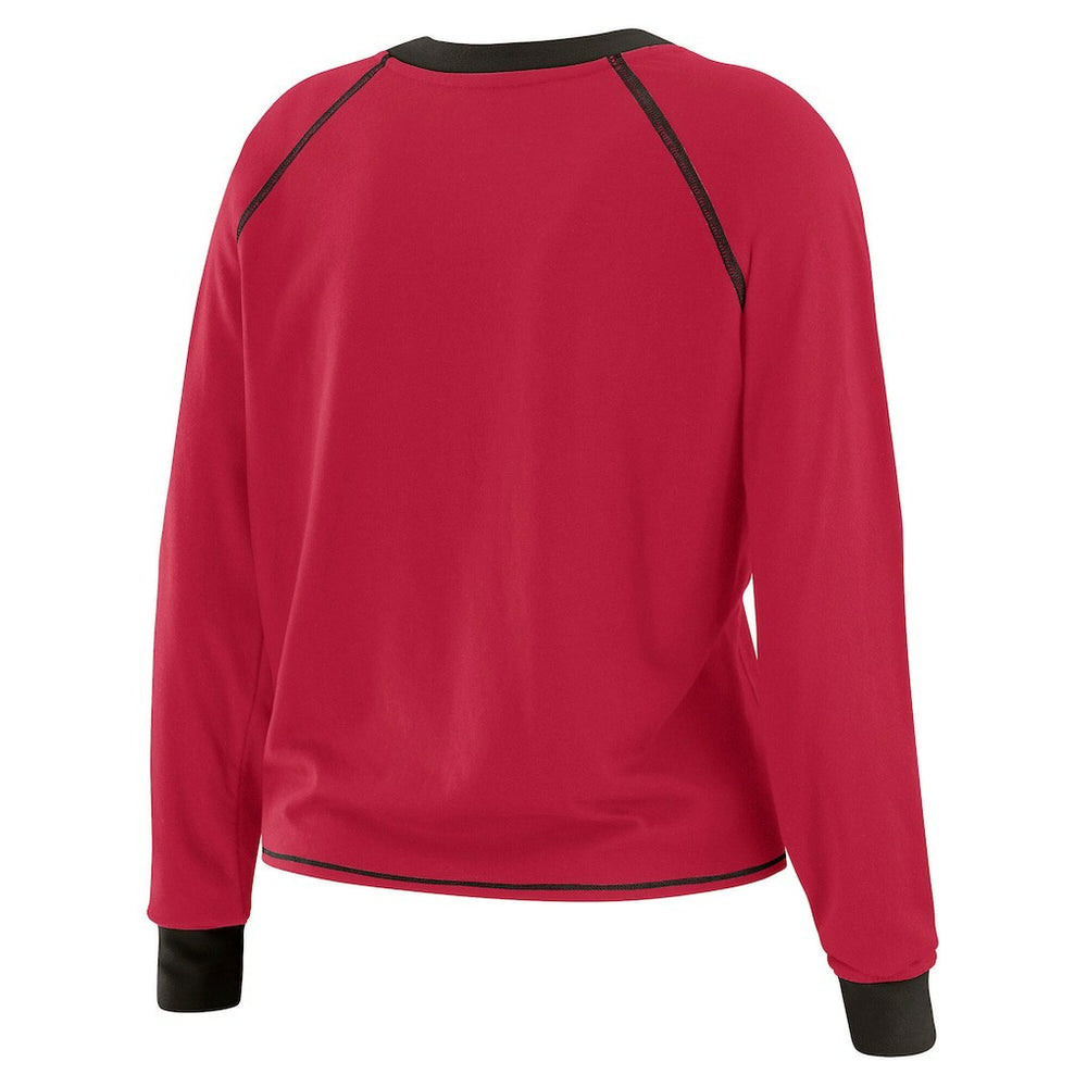 Arizona Cardinals WEAR by Erin Andrews Women's Plus Size Tie-Front Long Sleeve Top - Cardinal/Black Tops