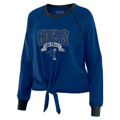 Indianapolis Colts WEAR by Erin Andrews Women's Plus Size Tie-Front Long Sleeve Top - Royal/Black Tops