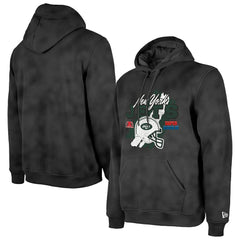 New York Jets New Era Identity Helmet Enzyme Washed Pullover Hoodie - Black Hoodies
